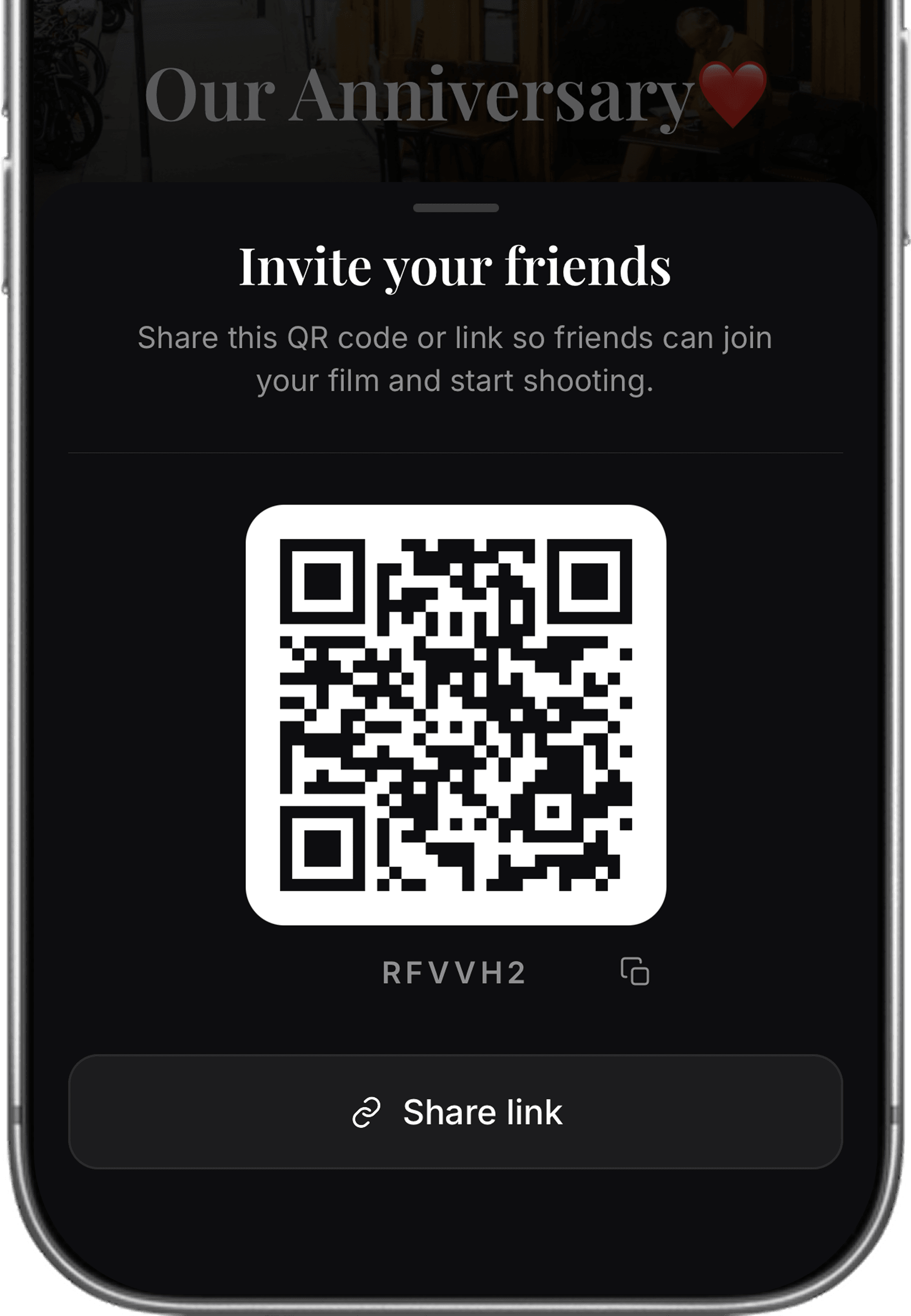 Inviting friends to join a Memoir film